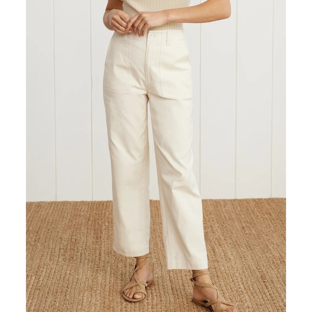 Jenni Kayne Chino Pants Womens 8 Ivory High Rise Straight Leg Ranger Trousers